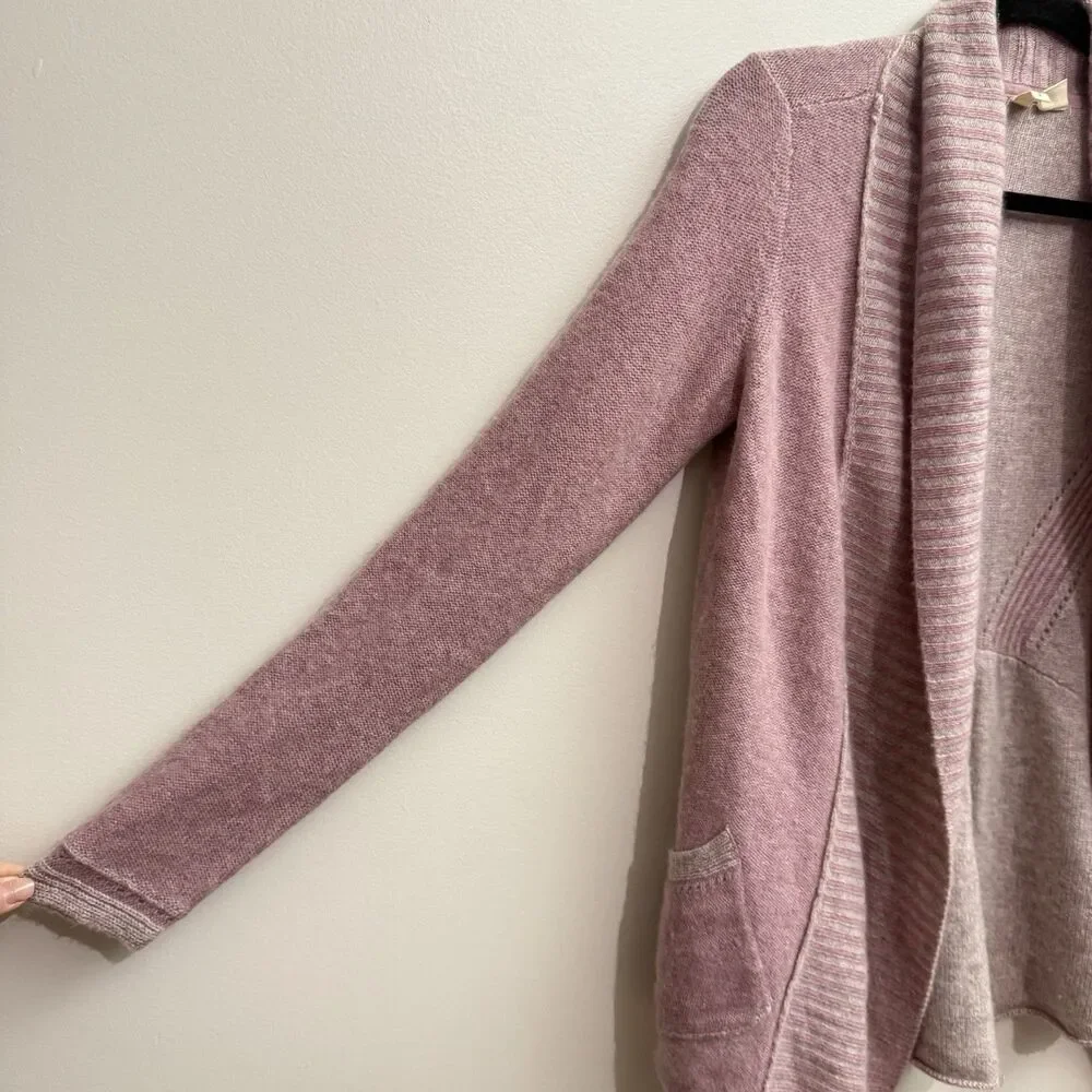 Anthropologie Moth Womens Small 100% Cashmere Pink Sweater Open Cardigan - Picture 3 of 6